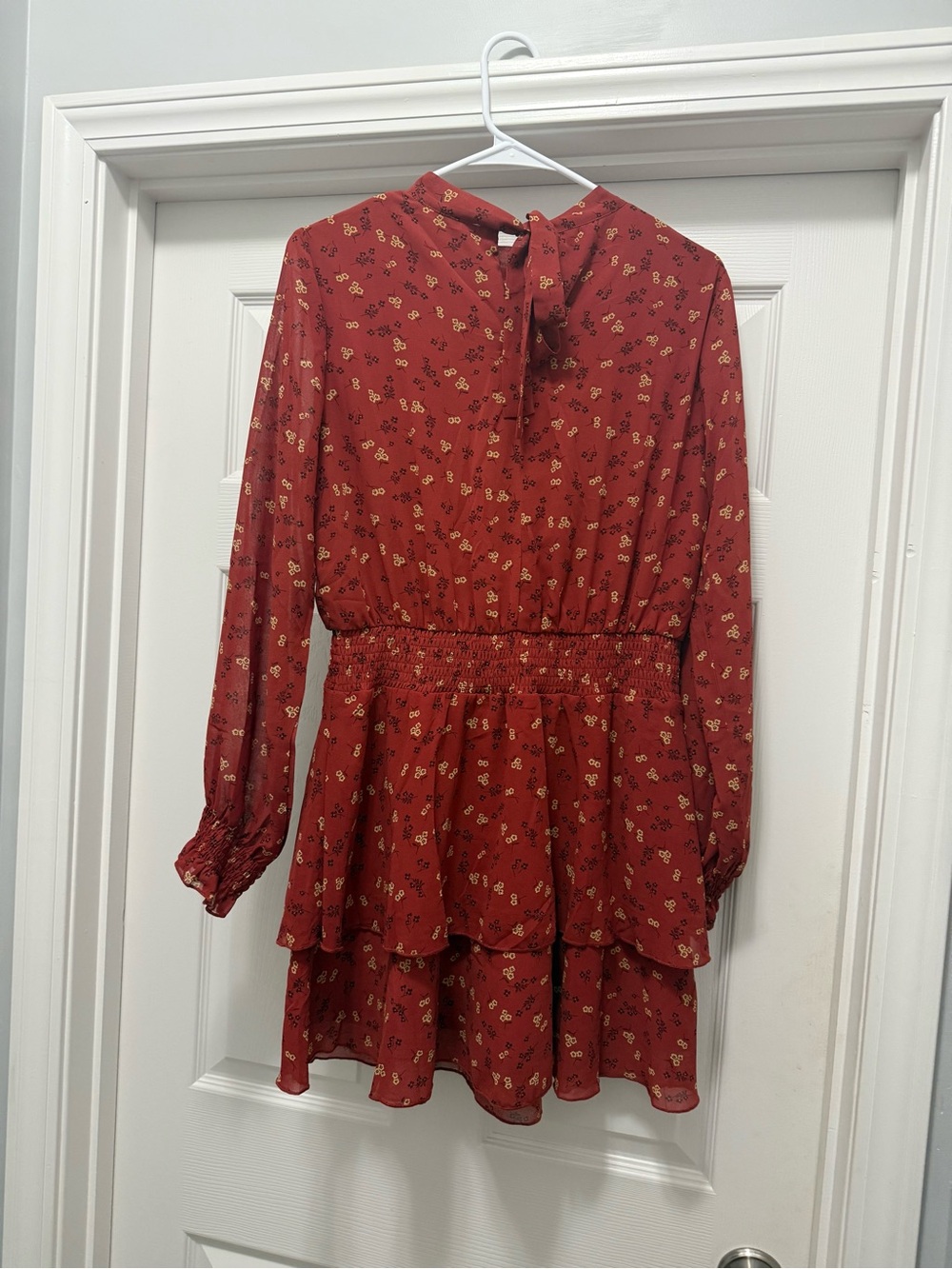 Timing Rust Red Floral Button-Front Blouse